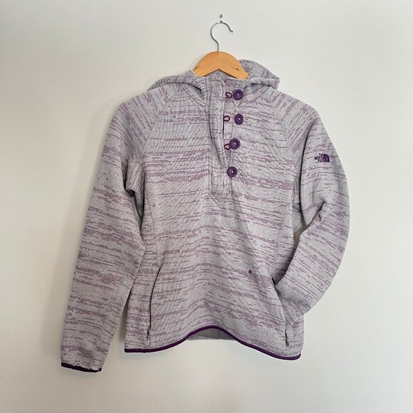 North Face. Hooded Sweater. Grey and Purple Color. Size L (Fits M). Womens. - Picture 1 of 11